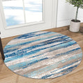 Lansny Modern Abstract Round Rug 3Ft, Circular Entryway Rugs Thin Print Faux by lansny