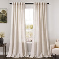 Nanspring Beige Linen Blend Light Filtering Curtains 86 Inches Long 2 Panel Set by Nanspring