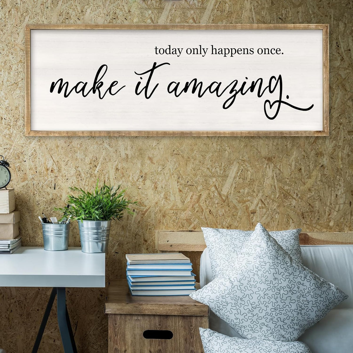 RLWangChao Today Only Happens Once Make It Amazing Wall Art 40"X15" Wood