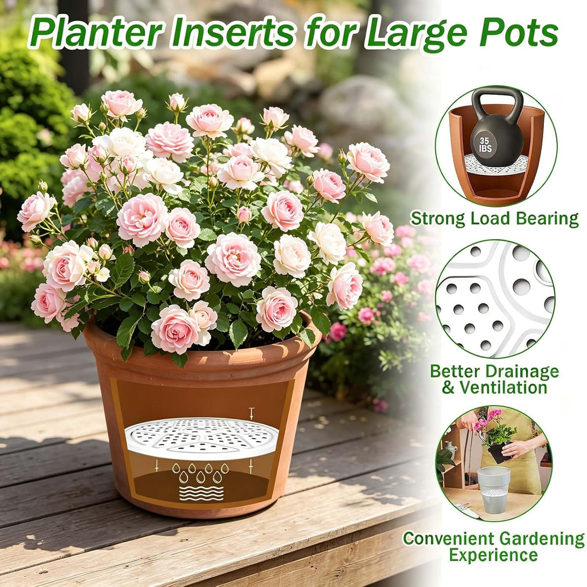 Set of 3, 16.5-inch Stainless Steel Round Plant Pot Risers