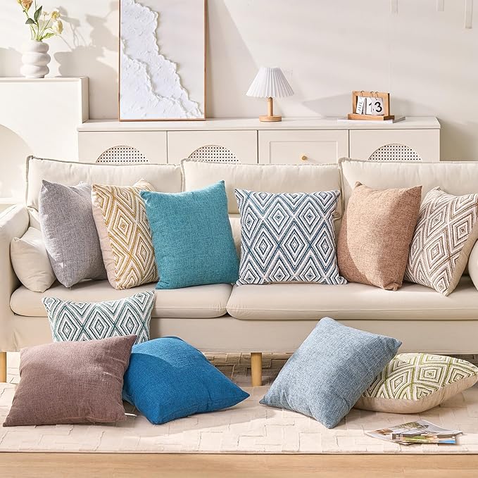 HPUK Decorative Throw Pillow Covers Set of 4 Square Couch Pillows Linen Cushion - Image 6