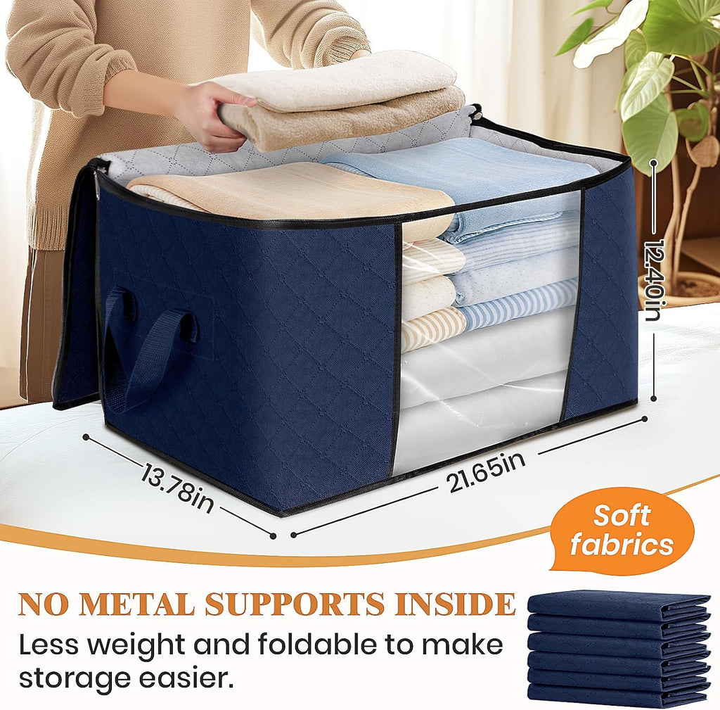 Fab totes 6 Pack Storage Bags for Clothes Blanket Storage Bins with Lids