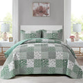 Mybedsoul Boho Quilt King Size, Patchwork Floral Bedding Set, Green