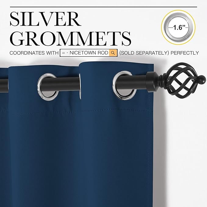 NICETOWN Moroccan Blue Blackout Curtains 78" Long, 2 Pieces - Image 3