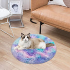 Tie Dye Rainbow Round Rugs Small 2x2 ft Fluffy Circle Rug Furry Carpet Shaggy - Image 5