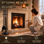 FEED GARDEN 5-Piece Fireplace Tools Set, 10mm Solid Wrought Iron, 10 lb