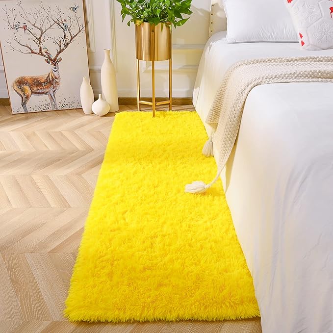 Amearea Shag Fluffy Runner Rug for Bedroom Girls Living Room, 2x6 Feet Extra - Image 2
