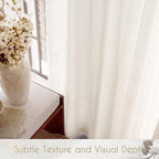 2 Panels Set Cream Linen Curtains 132 inches Long - Image 4