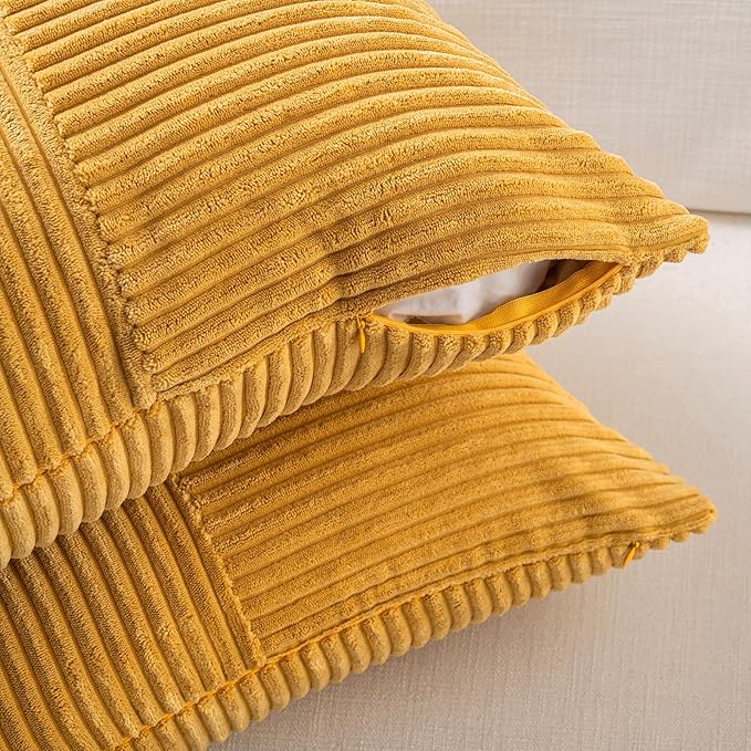 Fancy Homi 2 Packs Gold Yellow Big Decorative Throw Pillow Covers 24x24 Inch - Image 4