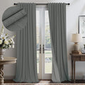 Gray Blackout Curtains 96 Inches Long 2 Panel Burg Linen Textured Charcoal Dark by Pitalk