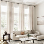 Extra Long Curtain 102 inches Long 2 Panels Set Back Tab Beige Drapes - Image 7