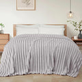 Exclusivo Mezcla Queen Size Flannel Fleece Blanket, Super Soft Striped Jacquard by ExclusivoMezcla