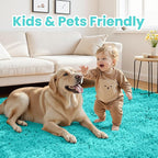 8x10 Area Rugs for Living Room Rug: Soft Fluffy Shag Teal Blue Rugs for Bedroom - Image 4