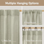 LAMIT Sage Grey Sheer Linen Curtains 63 Inch - Image 3