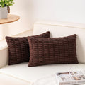 Pack of 2 Corduroy Decorative Throw Pillow Covers 12x20 InchSoft Boho Striped by Unknown