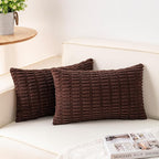 Pack of 2 Corduroy Decorative Throw Pillow Covers 12x20 InchSoft Boho Striped by Unknown