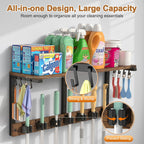 Housolution Wall Mount Broom Holder Hanger Laundry Room Storage Shelves