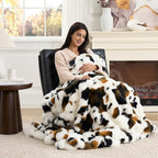 Cozy Bliss Cow Print Faux Fur Throw Blanket - Image 8