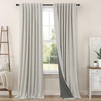 Linen Blackout Curtains 84 Inch Length 2 Panels Set by Pitalk