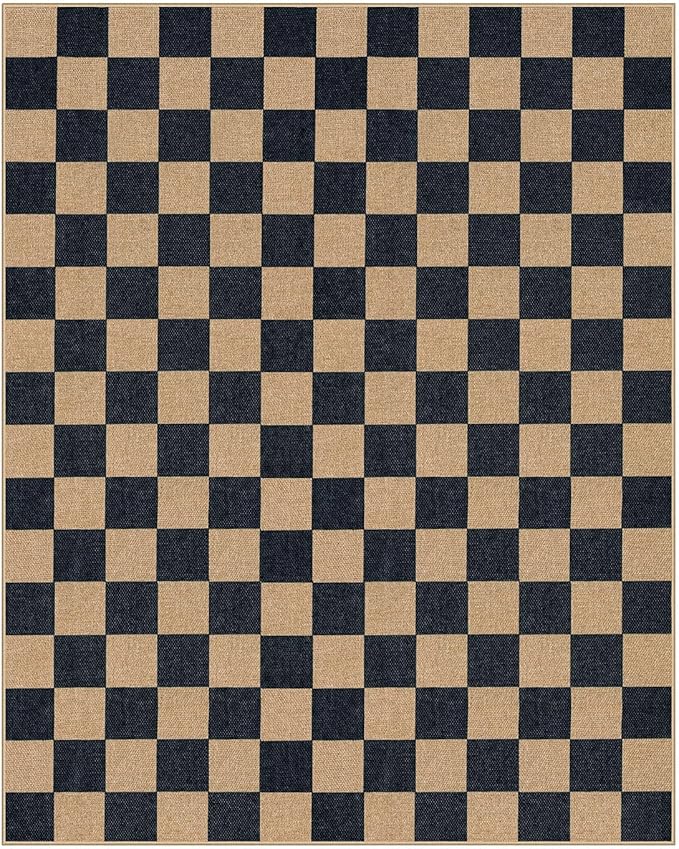Lahome Colette Checkered Easy Jute 8x10 Rug, Washable Rugs - Image 7