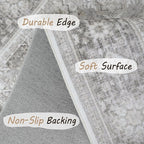 8x10 Rug - Cream & Grey Area Rug - Foldable Non Slip Vintage Rugs - Image 5