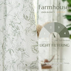 jinchan Floral Curtains 84 Inches Long Sage Green Flower Linen Farmhouse Curtain - Image 3
