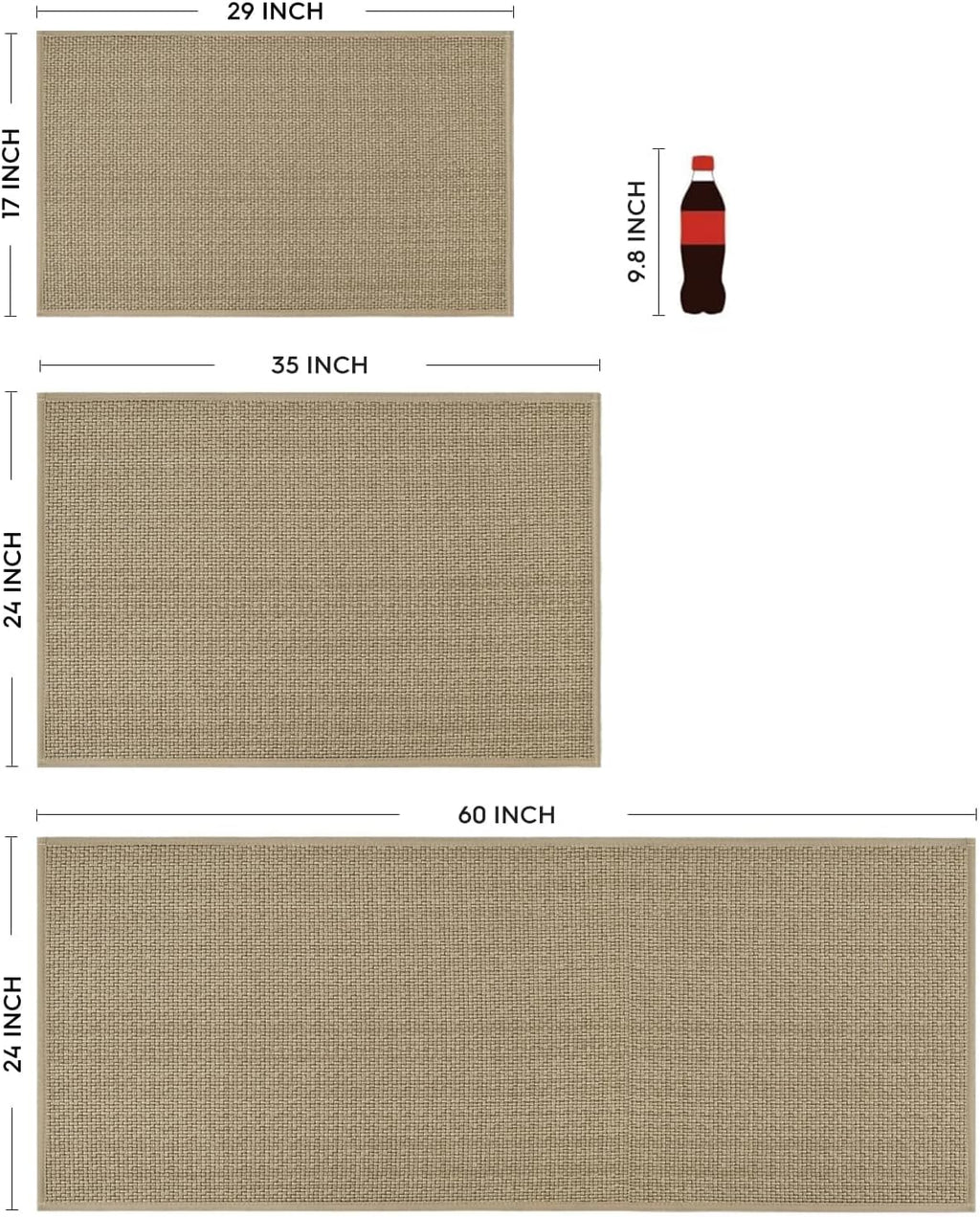 Artoid Mode Non-Slip Kitchen Rugs and Mats Set of 2-24x35 + 24x60