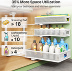 Kitstorack Under Sink Organizer, 2-Pack 3-Tier Height Adjustable Thickened Metal Pull out Cabinet Organizer Shelf, Slide out Storage Drawer Rack for Bathroom Kitchen Pantry Home Laundry Organization