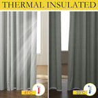 NICETOWN Grey Living Room Completely Shaded Linen Draperies, 2 Pieces, W62 x L72 - Image 3