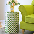 Chi An Home 19.3” Capiz Shell Checkered Pistachio Green Side Table