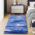Soft Runner Rugs for Bedroom Hallways, 2x4 Abstract Blue White Fluffy Shag by Ailyei