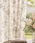 Vangao Taupe Floral Linen Curtains for Living Room 84L 2 Panels for Bedroom