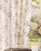 Vangao Taupe Floral Linen Curtains for Living Room 84L 2 Panels for Bedroom