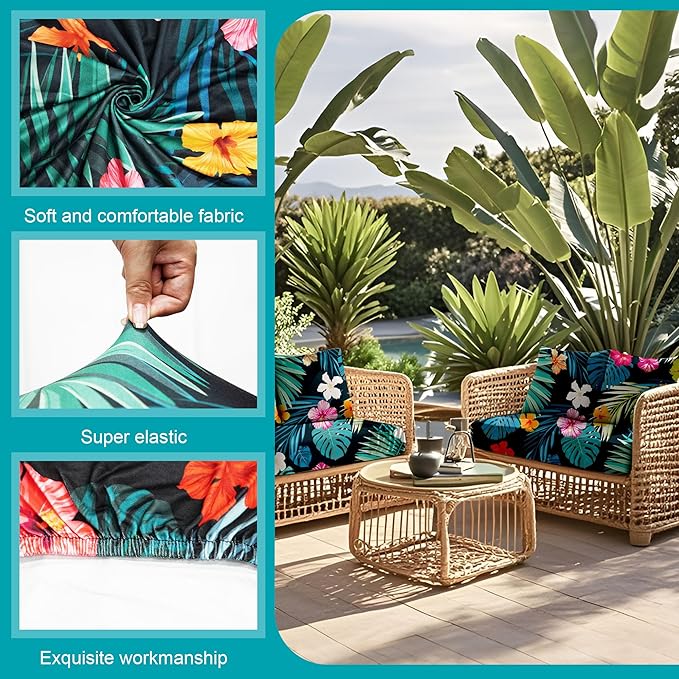 14Pcs Stretch Patio Cushion Covers, Outdoor Couch Covers Replacement, Outdoor - Image 3