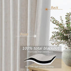 Guken Light Beige Extra Long 100% Blackout Curtains 120 Inch Length 2 Panels Set - Image 4