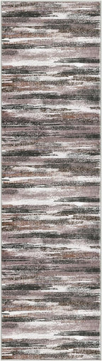 Lansny Modern Abstract Bedroom Runner Rug 2x7, Dark Light Brown White Washable - Image 8
