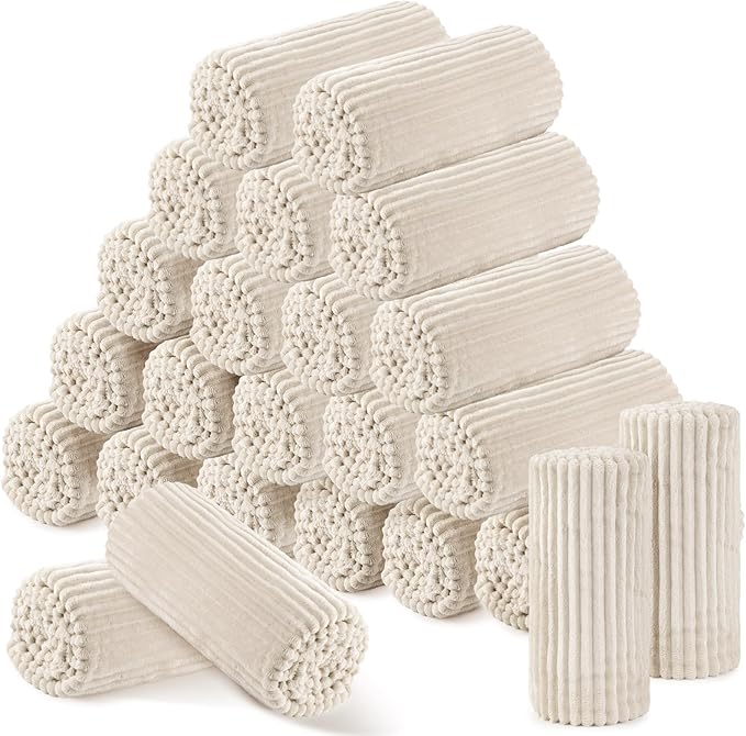Buryeah 24 Pcs Flannel Throw Blanket Bulk 50 x 60 in Sleepover Blanket Outdoor by Buryeah