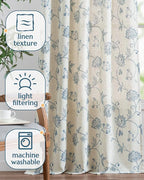 jinchan Linen Curtains Floral Curtain 84 Inch Length - Image 4