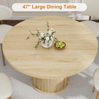 GarveeHome 47" Round Dining Table for 4-6, Farmhouse Kitchen Table, Natural