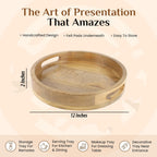 Round Wood Serving Tray, 12 in, Natural