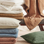 EVERGRACEHOME Stonewashed Cotton Quilt Set, King Size, Flax Beige