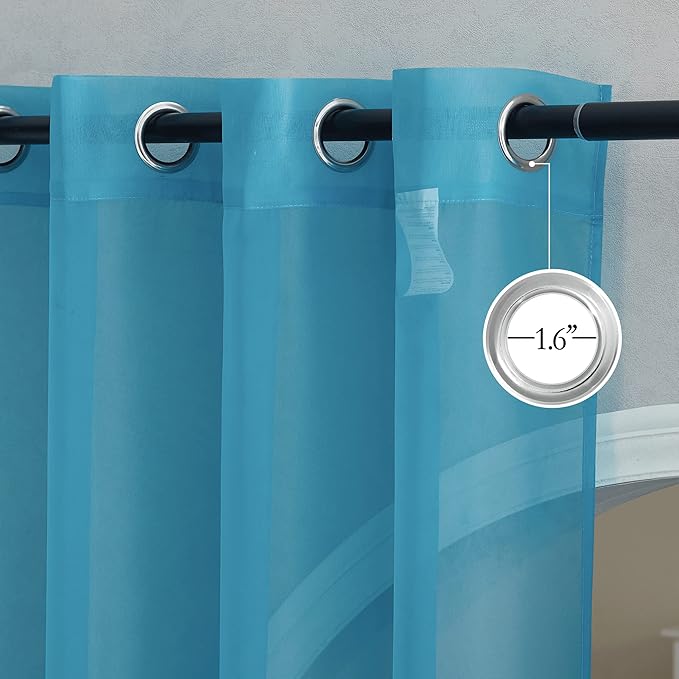 NICETOWN Voile Sheer Teal 90 inch Curtains - Image 2