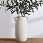 Dobbyby Ceramic Flower Vase 12 inch Farmhouse Rustic Vase Decorative Pottery Terracotta Tall Vases for Home Decor Table Mantle Fireplace Living Room Bathroom Wedding Centerpiece(Large-White)