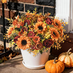 Artificial Sunflowers Fake Hanging Flowers Baskets for Outdoor Decoration