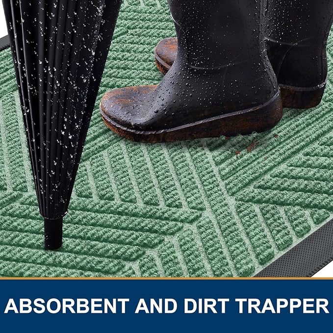 Smiry Front Door Mat Outside Entrance, Heavy Duty Sturdy Natural Rubber Doormat - Image 3