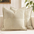 MIULEE Cream Corduroy Decorative Euro Sham Pillow Covers 24x24 Inch by MIULEE
