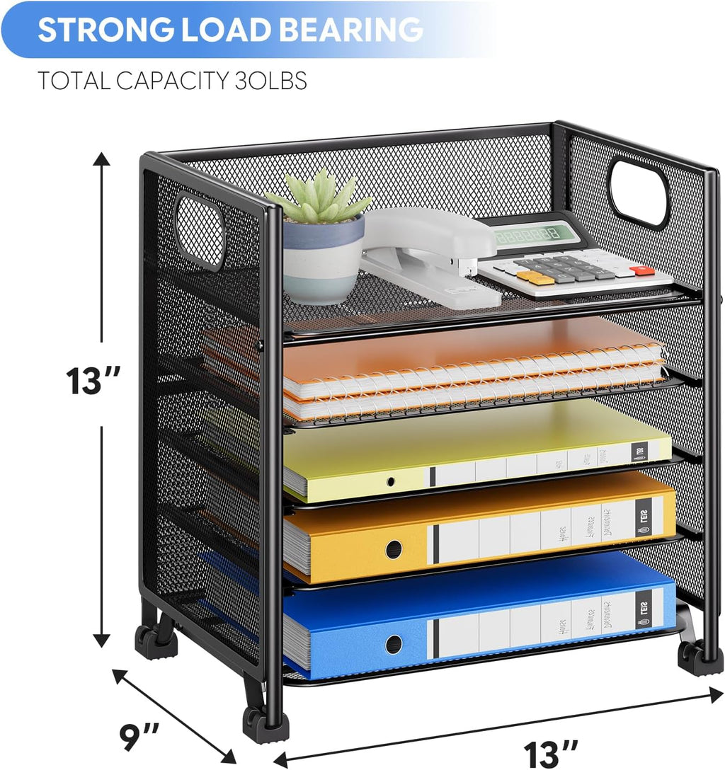 Simple Trending 5 Tier Paper Organizer, File Organizer for Desk, Black