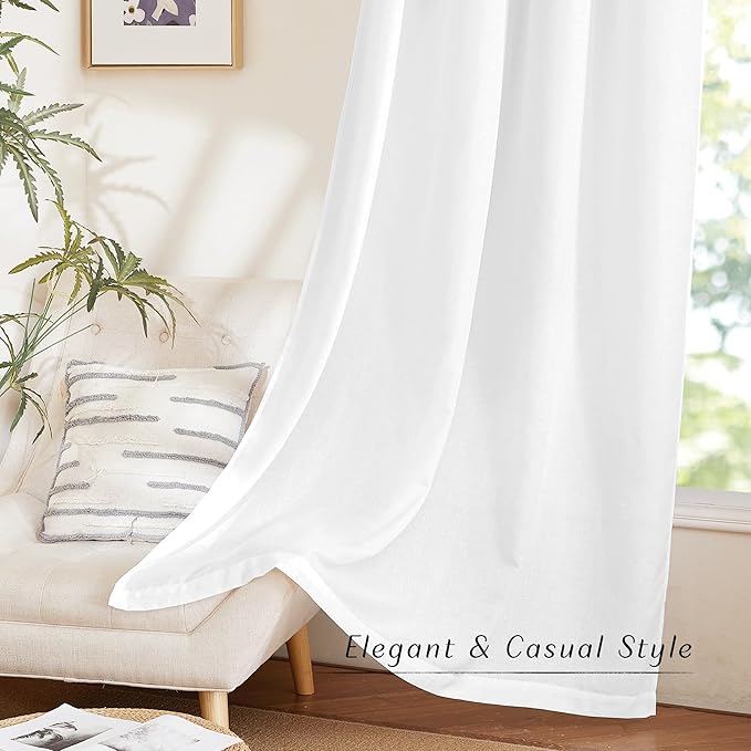 NICETOWN White Linen Curtains 102 inches Long - Image 6