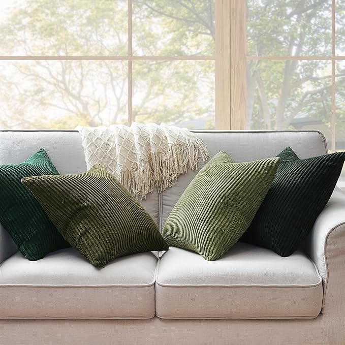 Topfinel Christmas Decorative Throw Pillow Covers Green Series, Winter Fluffy - Image 2