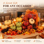 30Pcs Artificial Pumpkins Set, Assorted Fall Fake Pumpkins Acorns Pine Cones Berries Maple Leaves, Fall Decor for Halloween Thanksgiving Home Mantel Tabletop